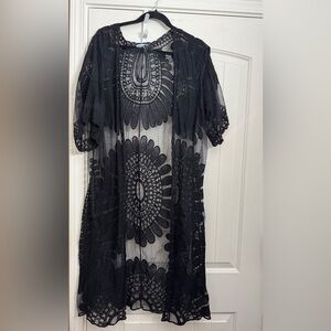 Floral sheer short sleeve kimono mesh